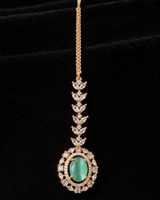Peach AD Rose Gold Maang Tikka (Nettichutti)