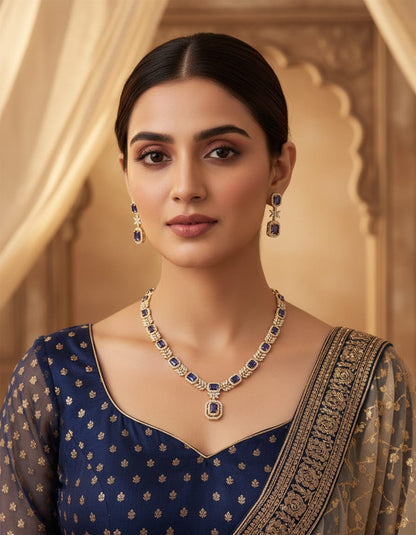 Mia Blue Sapphire Statement Necklace Set