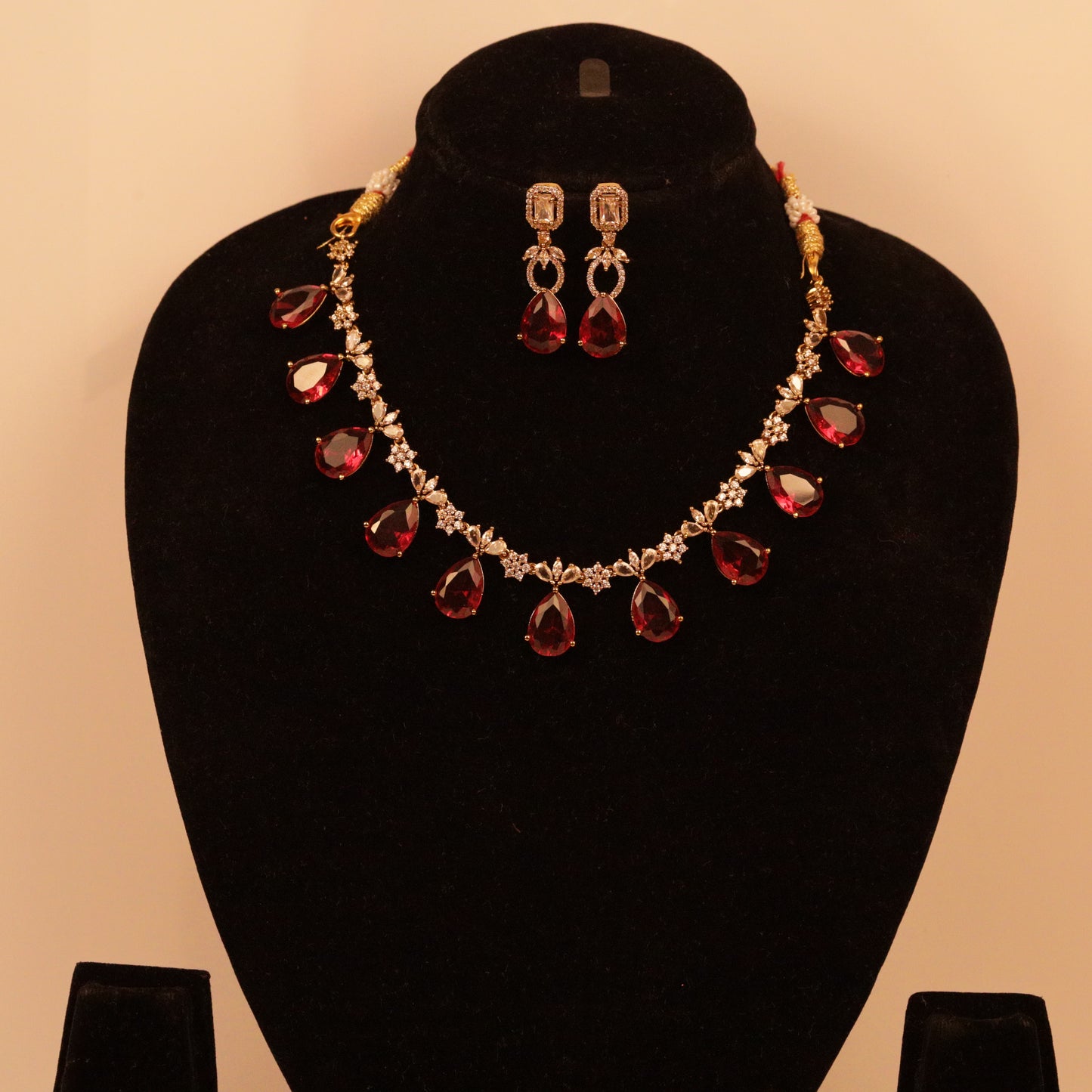Isha Victorian Red AD Necklace
