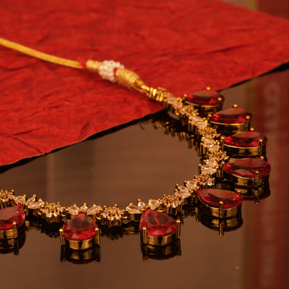 Isha Victorian Red AD Necklace