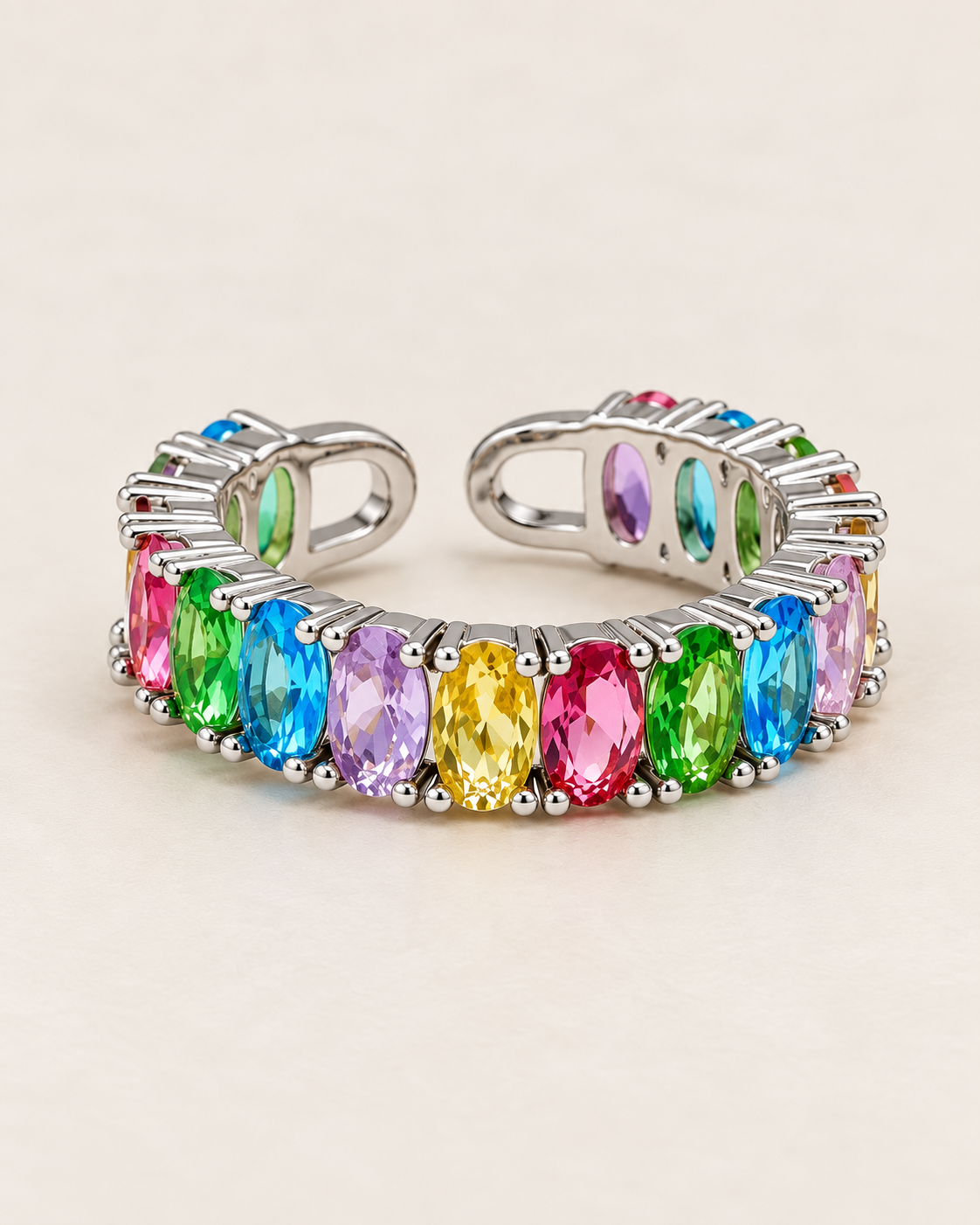 Rainbow Multicolour AAA AD stone Rings