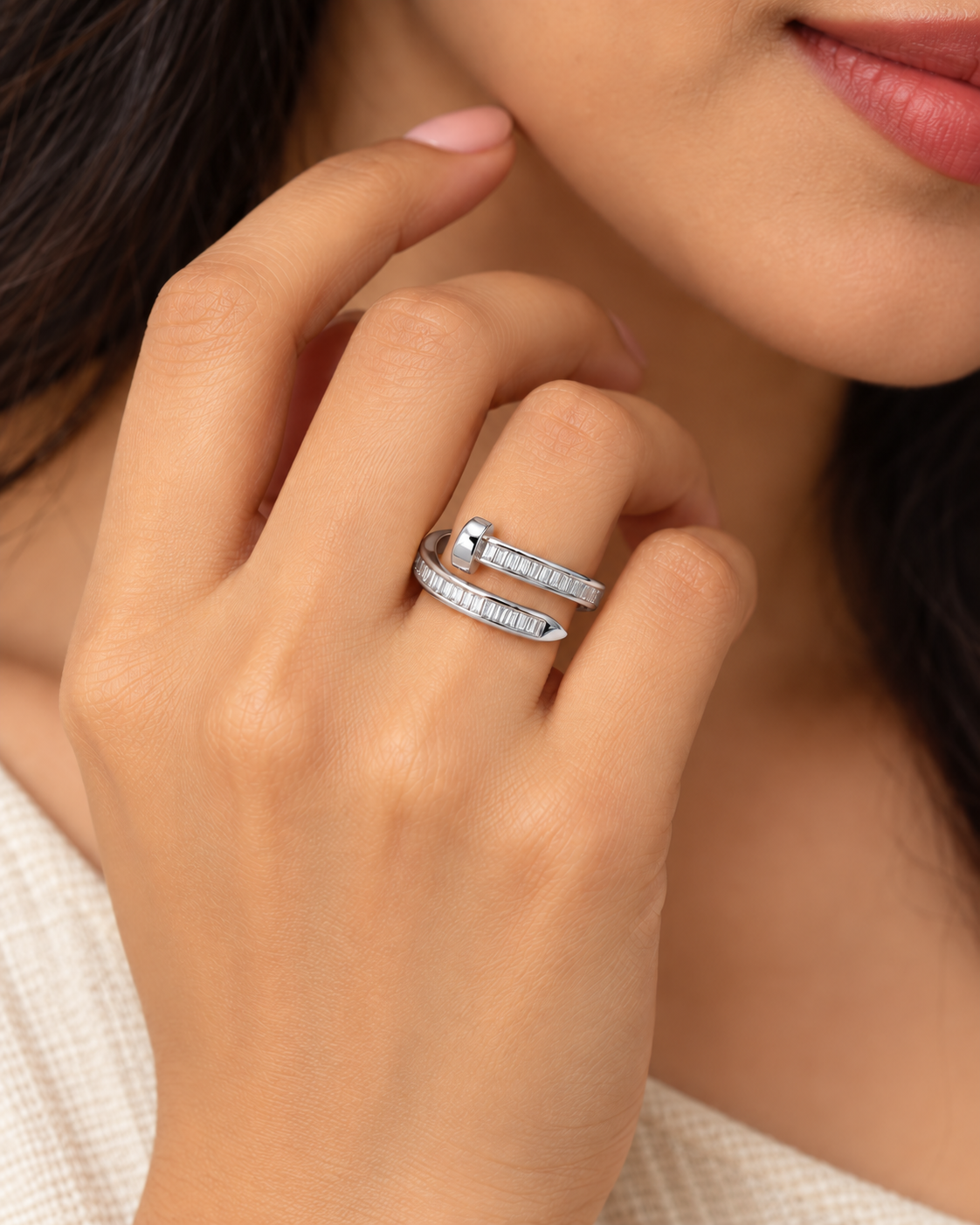 Baguette-Set Gold & Silver Nail Wrap Ring