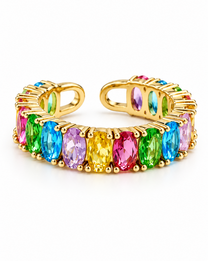 Rainbow Multicolour AAA AD stone Rings
