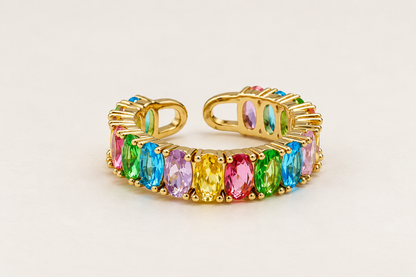Rainbow Multicolour AAA AD stone Rings