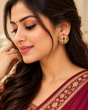 Ruby & Emerald AD Stone Ear Studs
