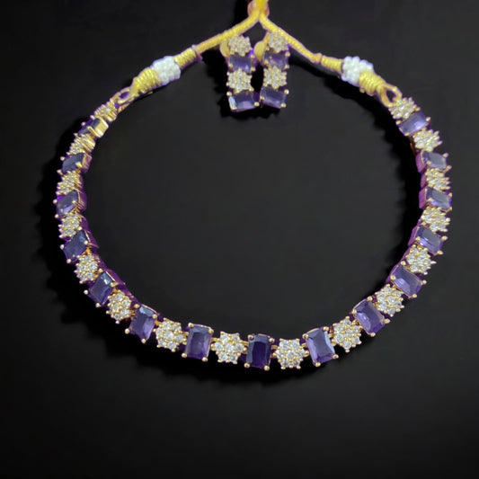 PURPLE FUSION NECKLACE WITH EARRINGS