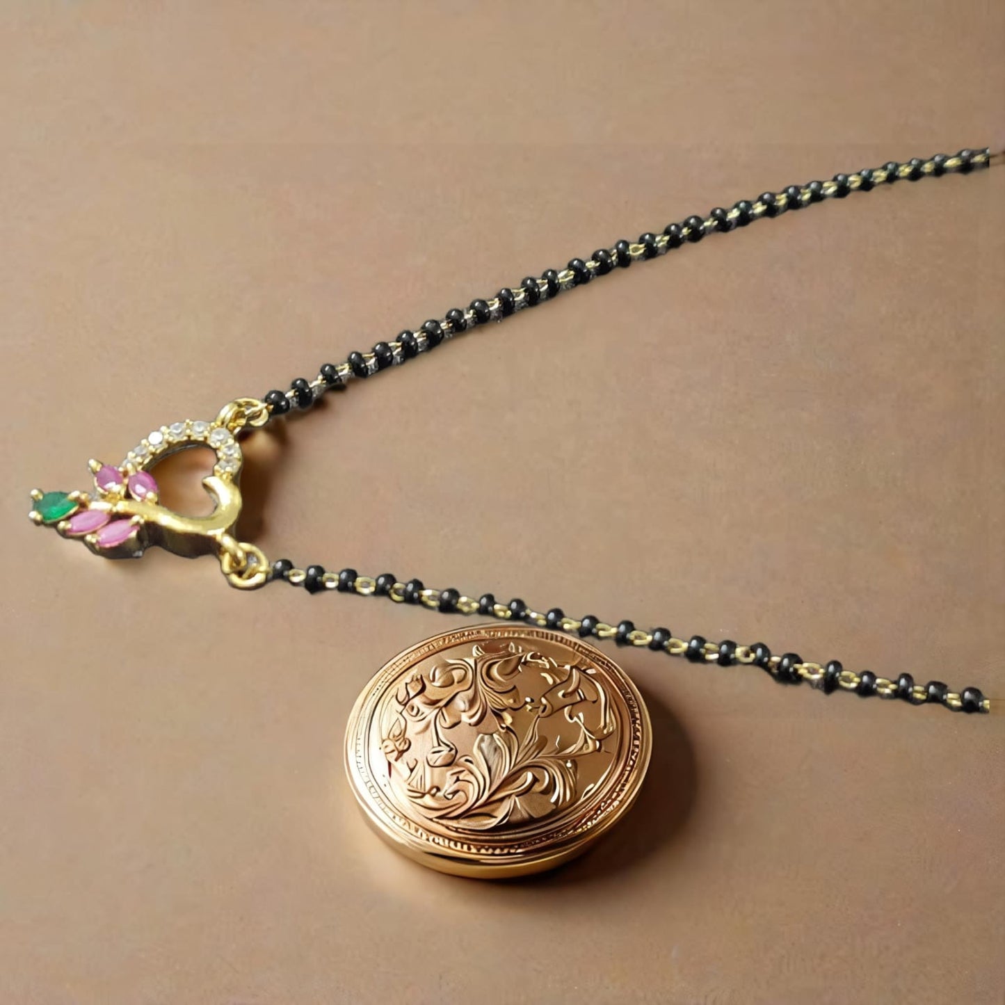 EMERALD RUBYSTONE HEART BEAT MANGALSUTRA