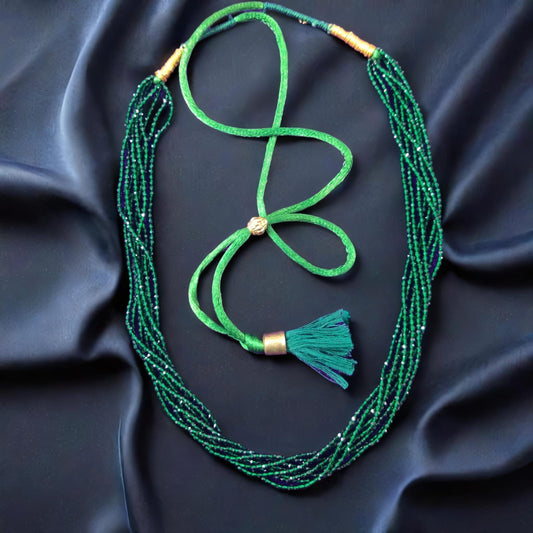 GREEN BEADS 8 LAYER NECKLACE