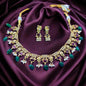 ROYAL LUMINANCE GREEN AND RUBY NECKPIECE WITH EARRINGS
