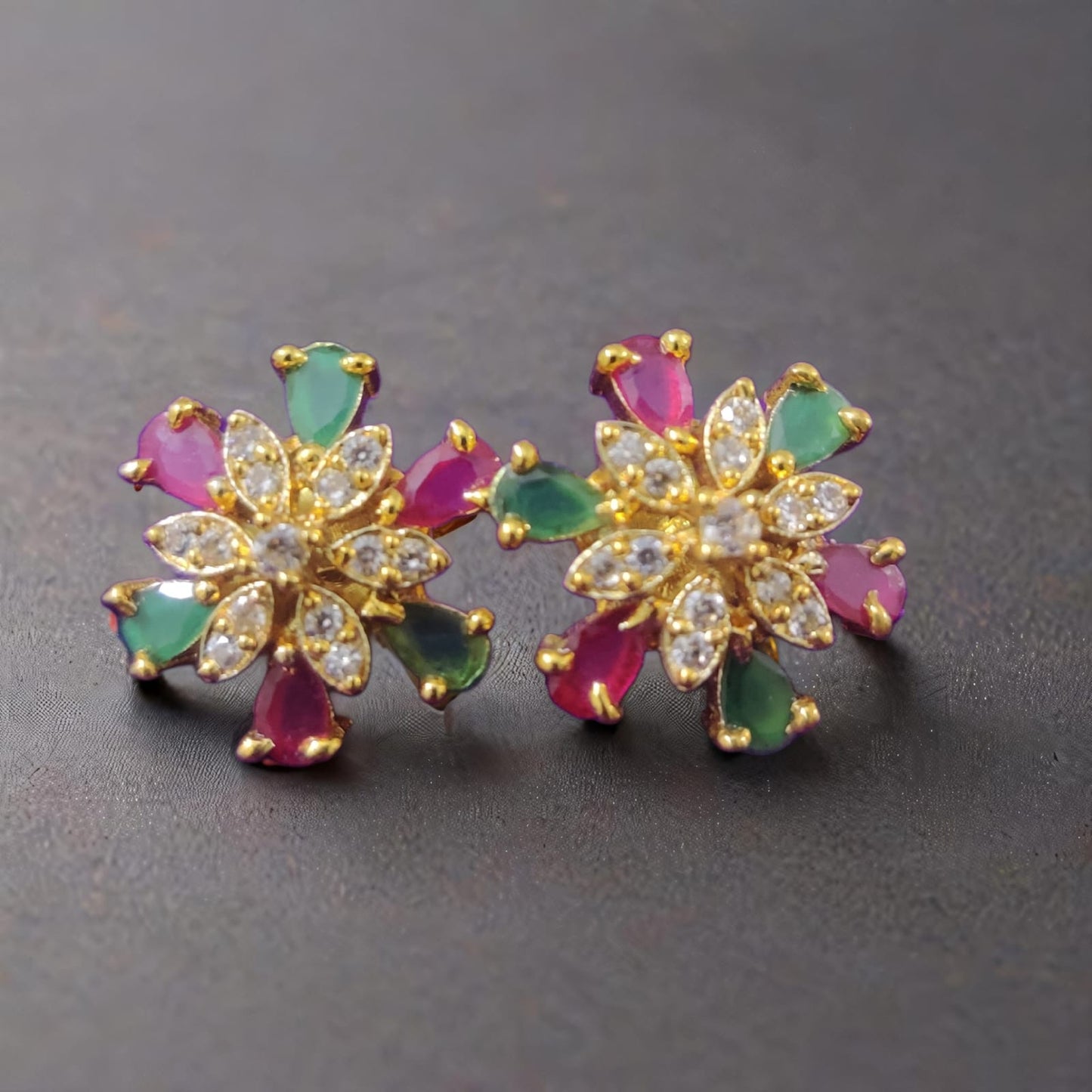 IRIS MULTI COLOUR STONE STUDDED EARRINGS