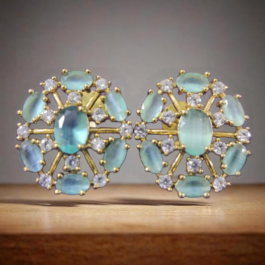 MARINE GREEN OPAL EARSTUDS