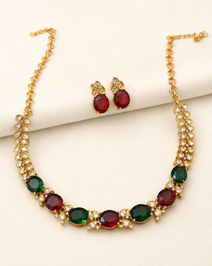 Red & Emerald Inspired Necklace