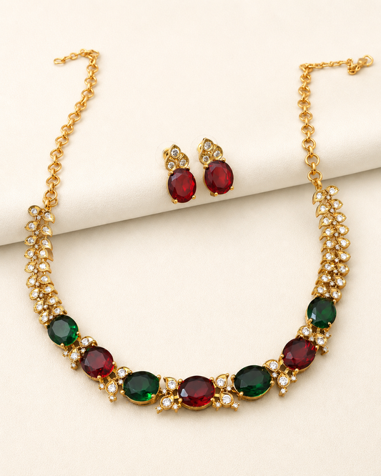 Red & Emerald Inspired Necklace