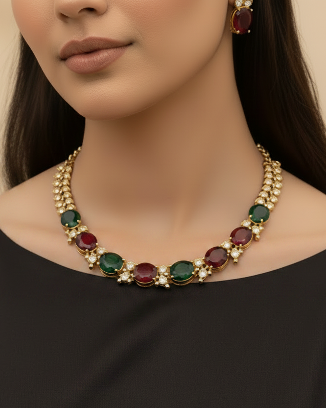 Red & Emerald Inspired Necklace