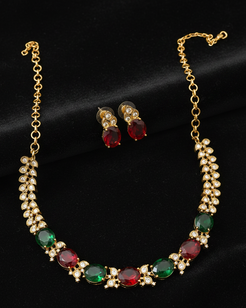 Red & Emerald Inspired Necklace