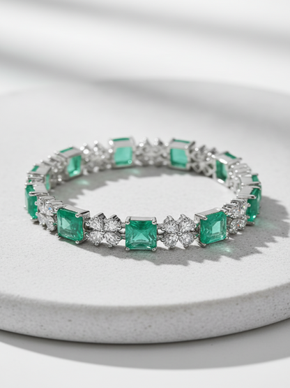 Pink Rhodium Plated CZ Bangles