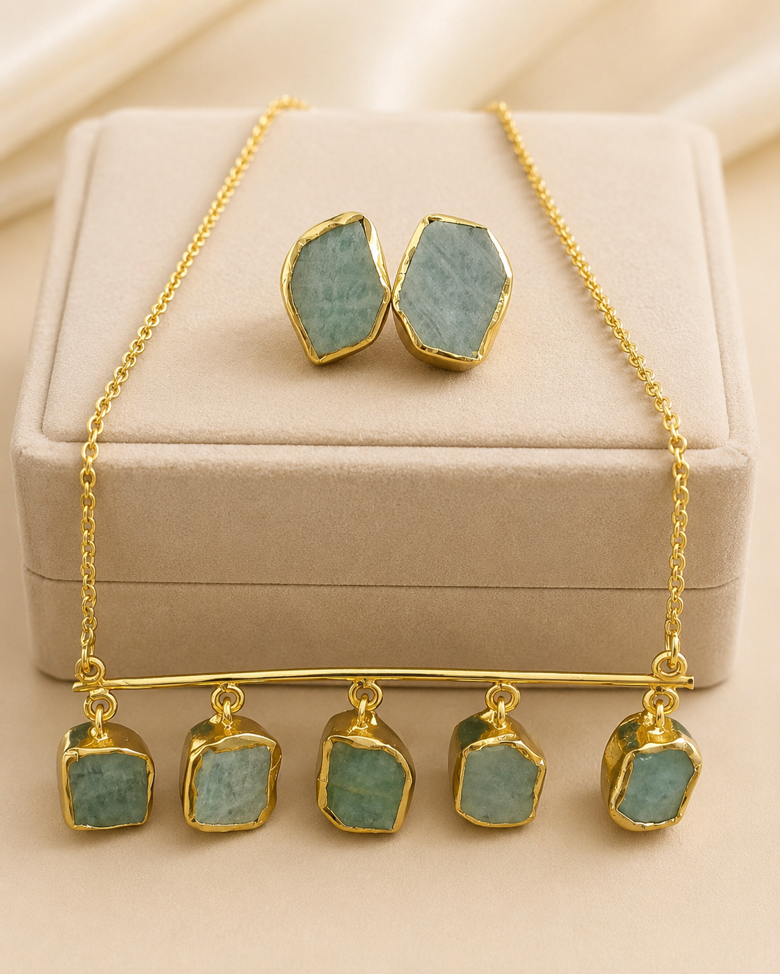 Amara Raw Amethyst Bar Necklace Set