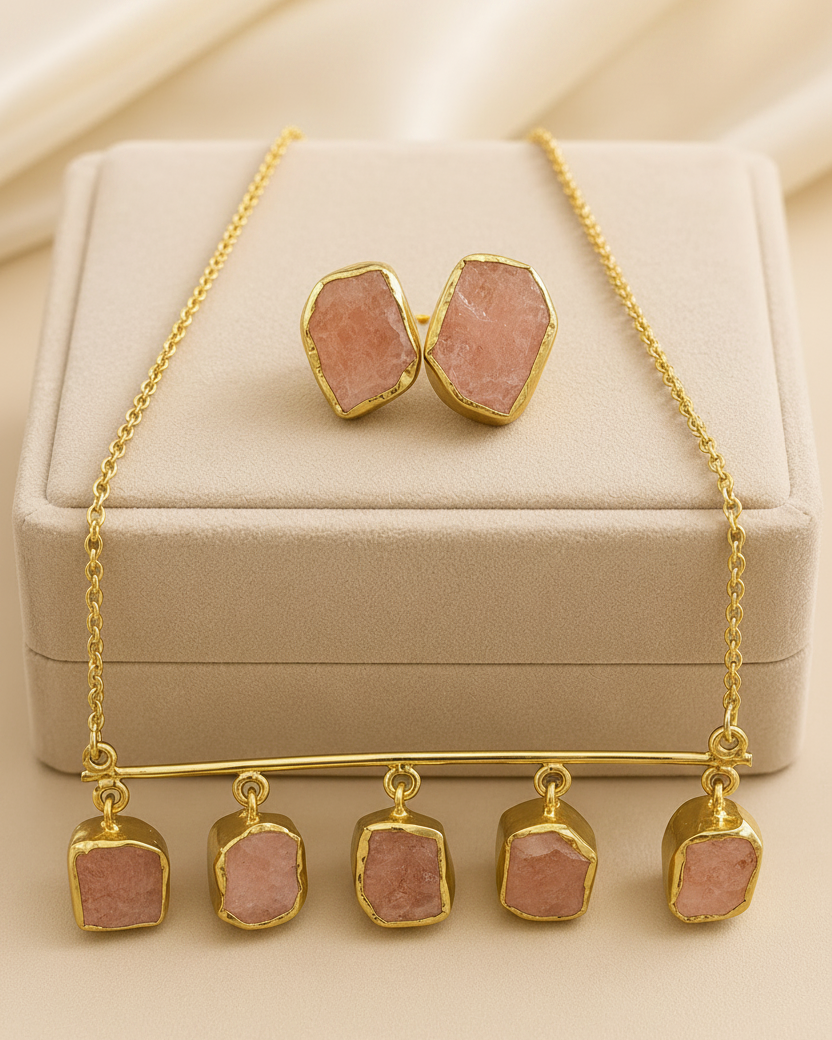 Amara Raw Amethyst Bar Necklace Set