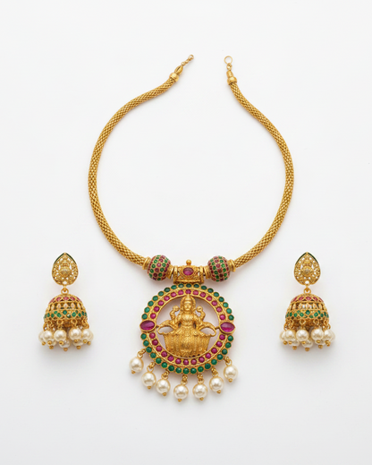 Lasya Lakshmi Kemp Stone Temple Necklace