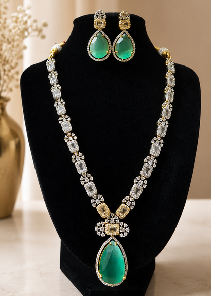 Arushi AD Mint Green Rain Drop Necklace