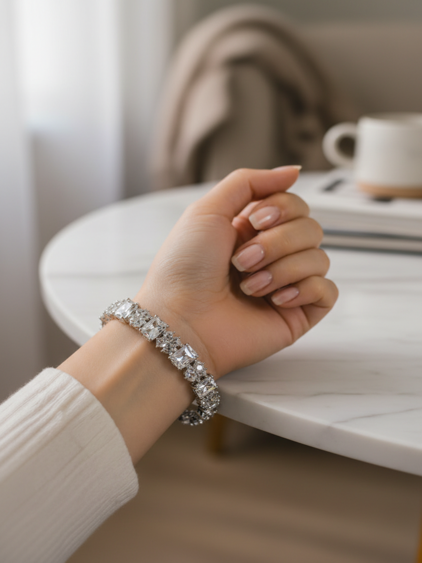 Pink Rhodium Plated CZ Bangles