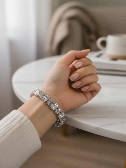 Pink Rhodium Plated CZ Bangles