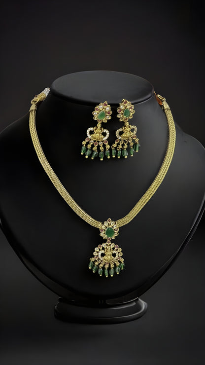 Adi Lekshmi Green Idol Kemp Necklace