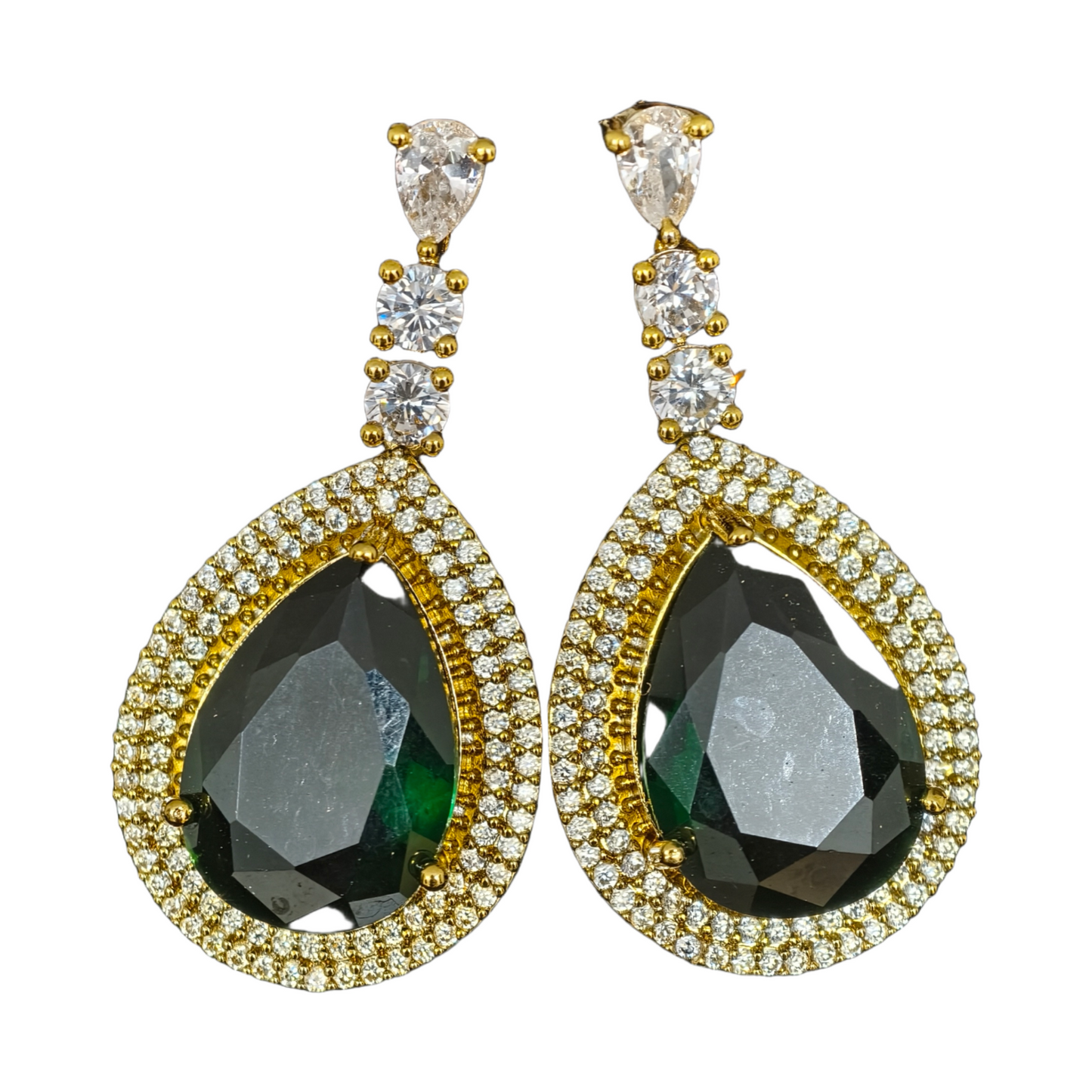 Elsa Teardrop statement Green Party Necklace