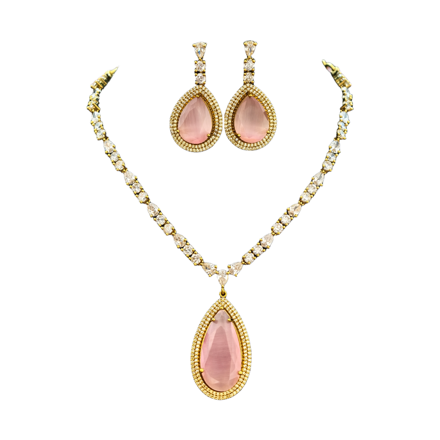 Elsa Teardrop statement Green Party Necklace