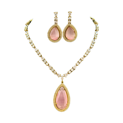 Elsa Teardrop statement Green Party Necklace