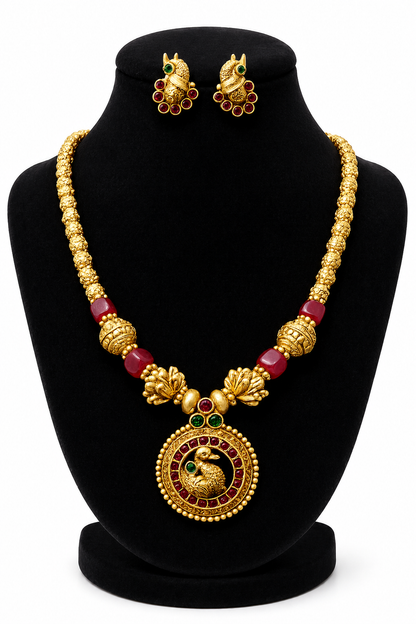 Antique Premium Red &Gold Beads Necklace