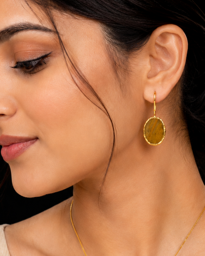 Amber -Toned Oval Earrings