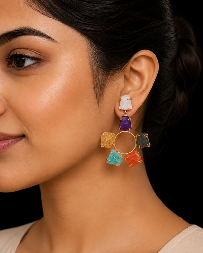 Multi Real Stone Earrings