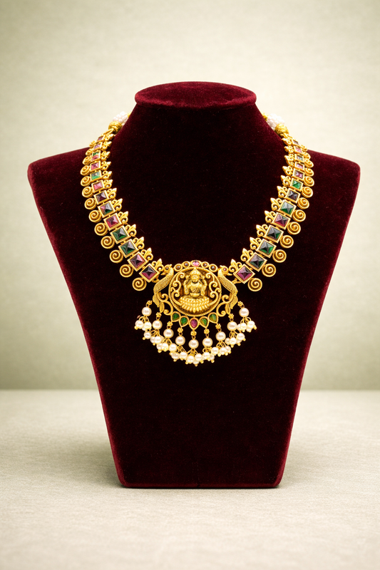 Padma Lekshmi Temple Jewelry Necklace Set