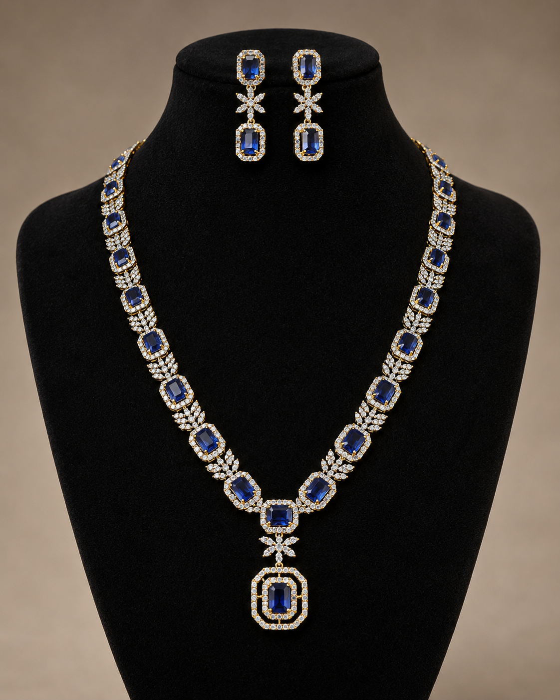 Mia Blue Sapphire Premium Necklace Set