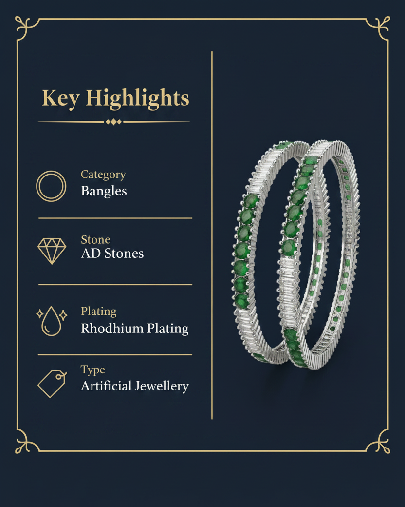Emerald CZ Bangles – Key Highlights 4:5