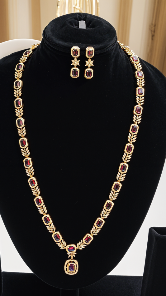 Nita CZ Multistone Long Necklace  A replica of Diamond necklace