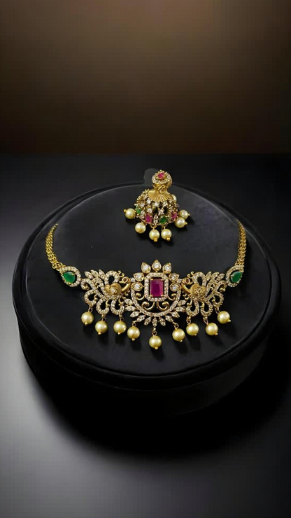 Niraya Necklace Ruby - Emerald Choker