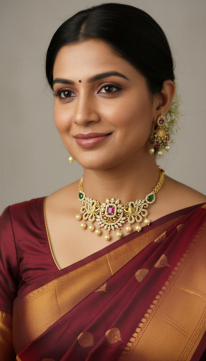 Niraya Necklace Ruby - Emerald Choker