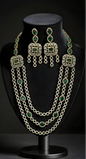 Adrithi 3 Layer CZ Green White Multistone Necklace