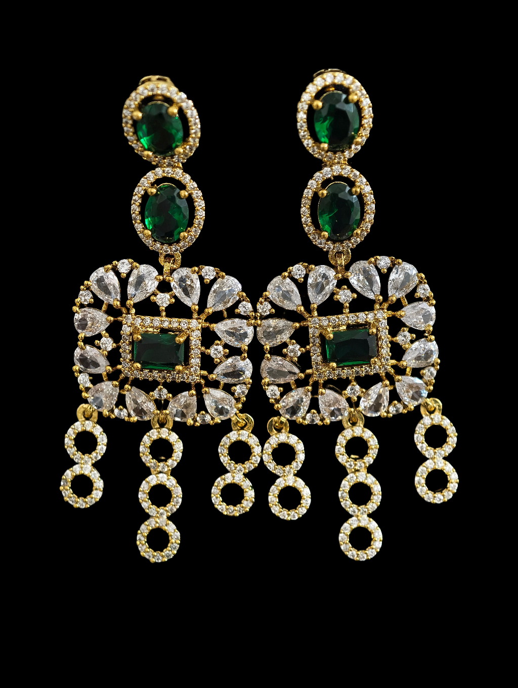 Adrithi 3 Layer CZ Green White Multistone Necklace