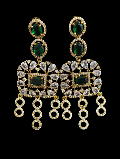 Adrithi 3 Layer CZ Green White Multistone Necklace