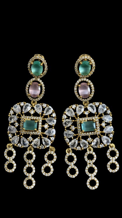 Sushmita 3 Layer CZ Pink-White -Green Multistone Necklace