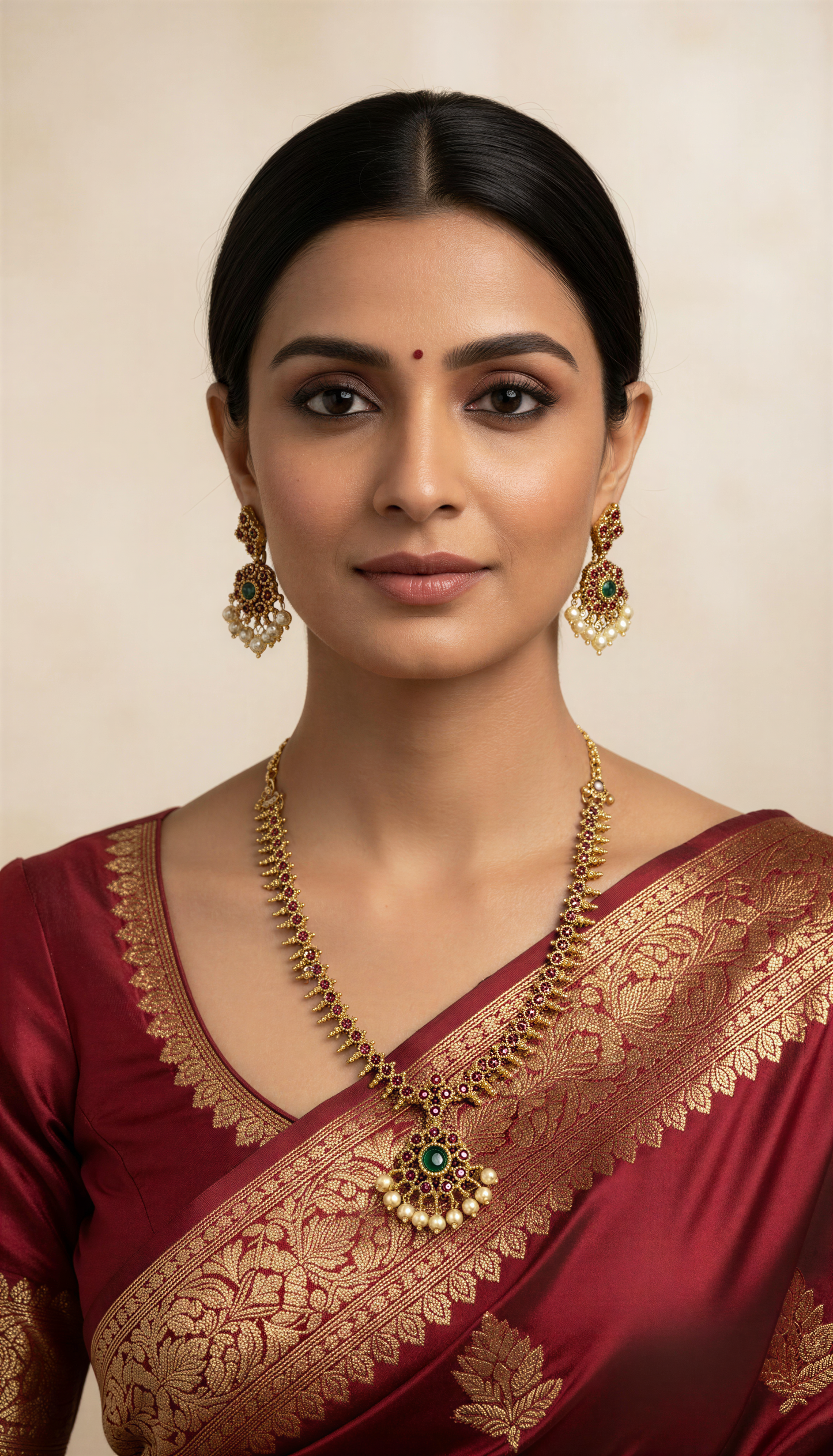 Menak  Chettinadu Kemp stone Necklace