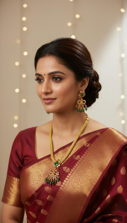 Adi Lekshmi Green Idol Kemp Necklace