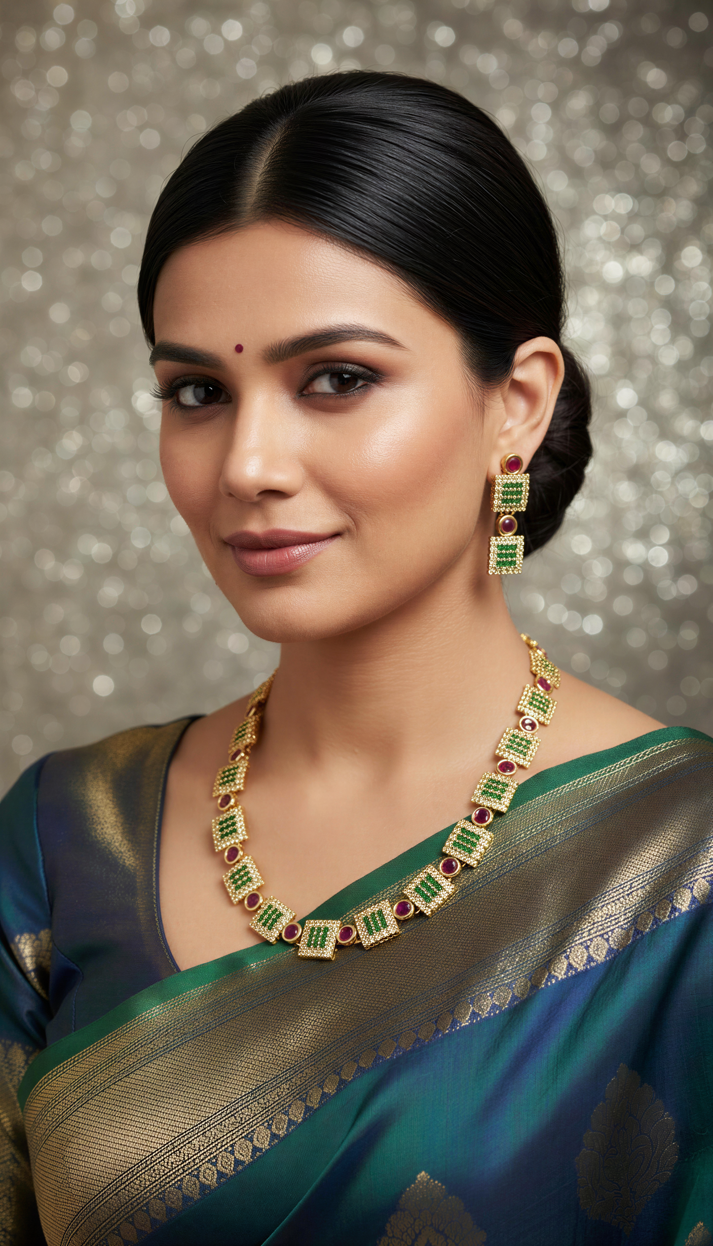 Zyra Square Motif AD Necklace