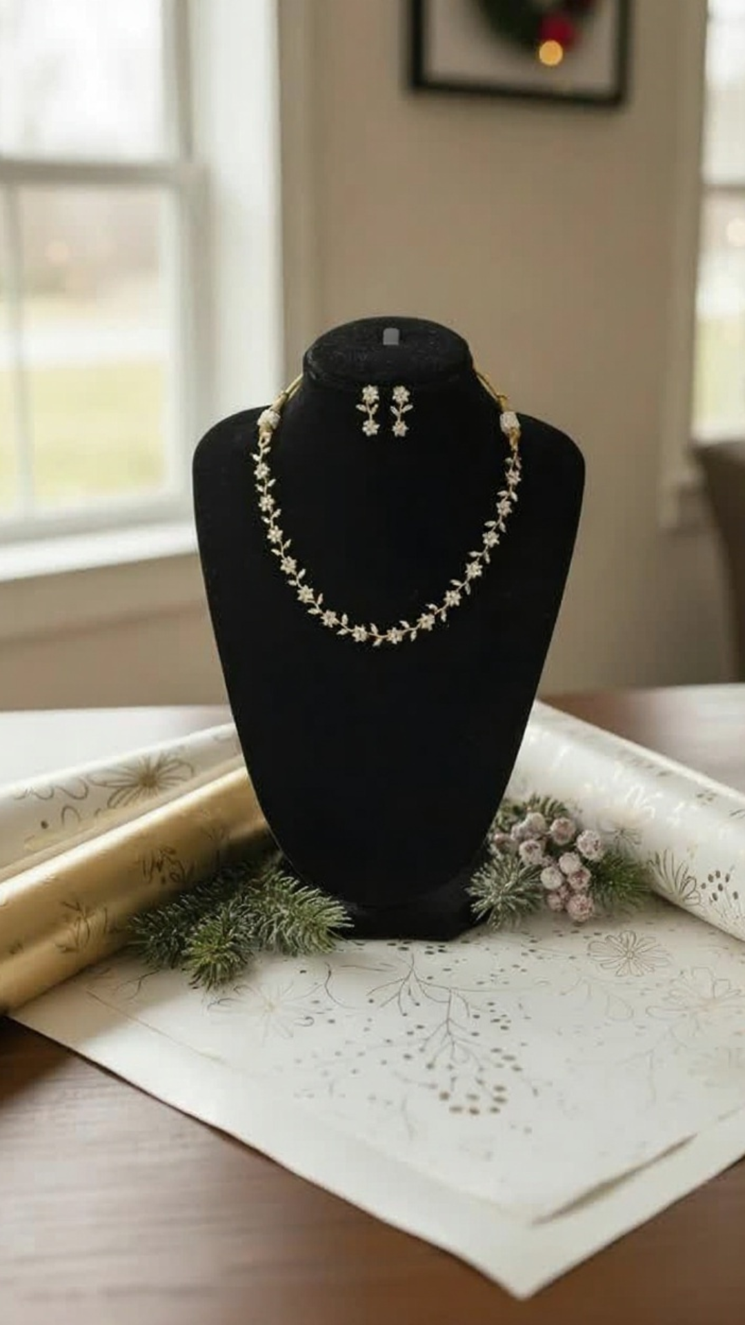 Roshiya CZ Leaf & Bloom Necklace