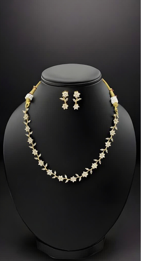 Roshiya CZ Leaf & Bloom Necklace
