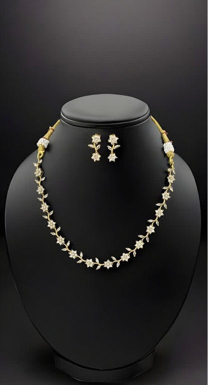 Roshiya CZ Leaf & Bloom Necklace