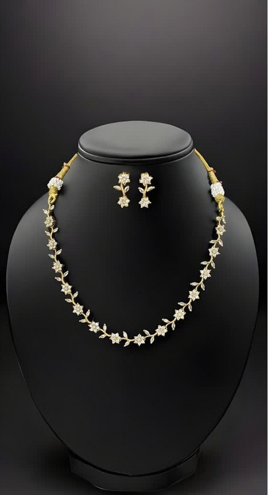 Roshiya CZ Leaf & Bloom Necklace